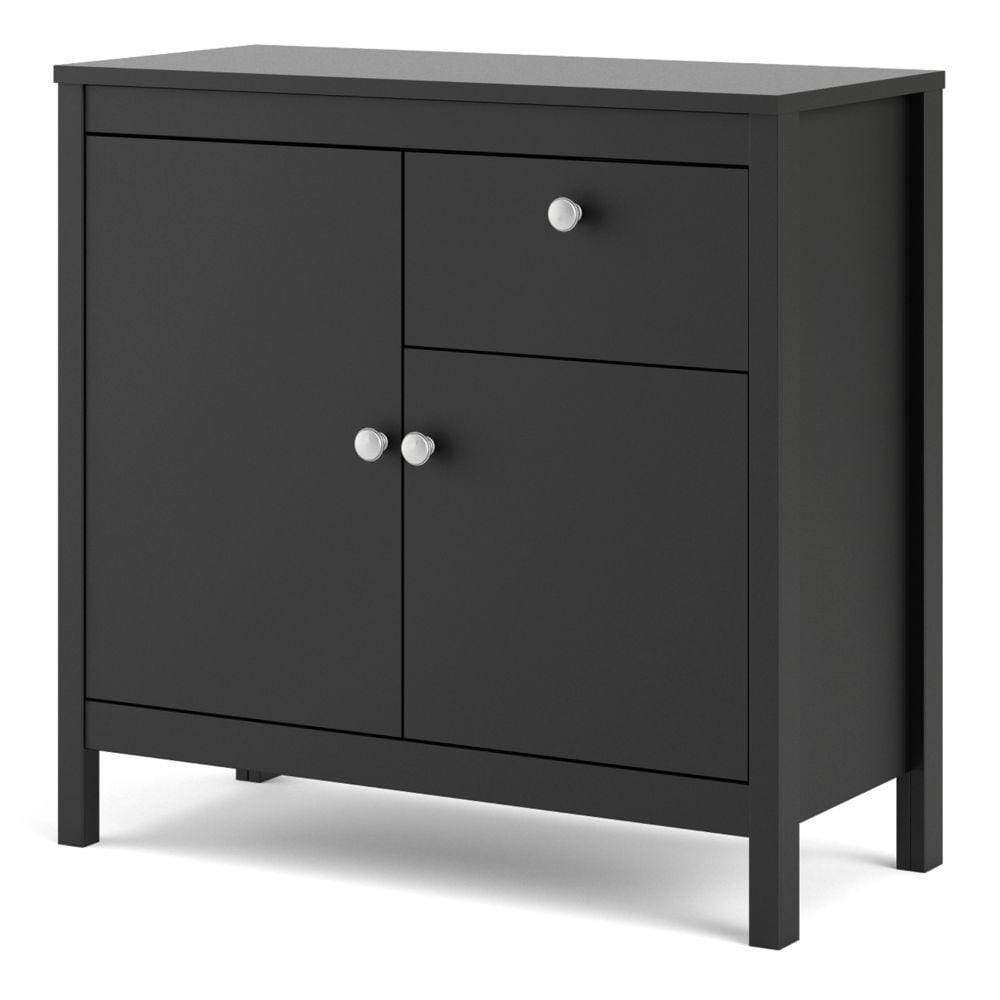 FTG Sideboard Madrid Sideboard 2 Doors + 1 Drawer In Matt Black Bed Kings