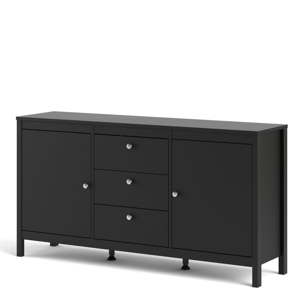 FTG Sideboard Madrid Sideboard 2 Doors + 3 Drawers In Matt Black Bed Kings