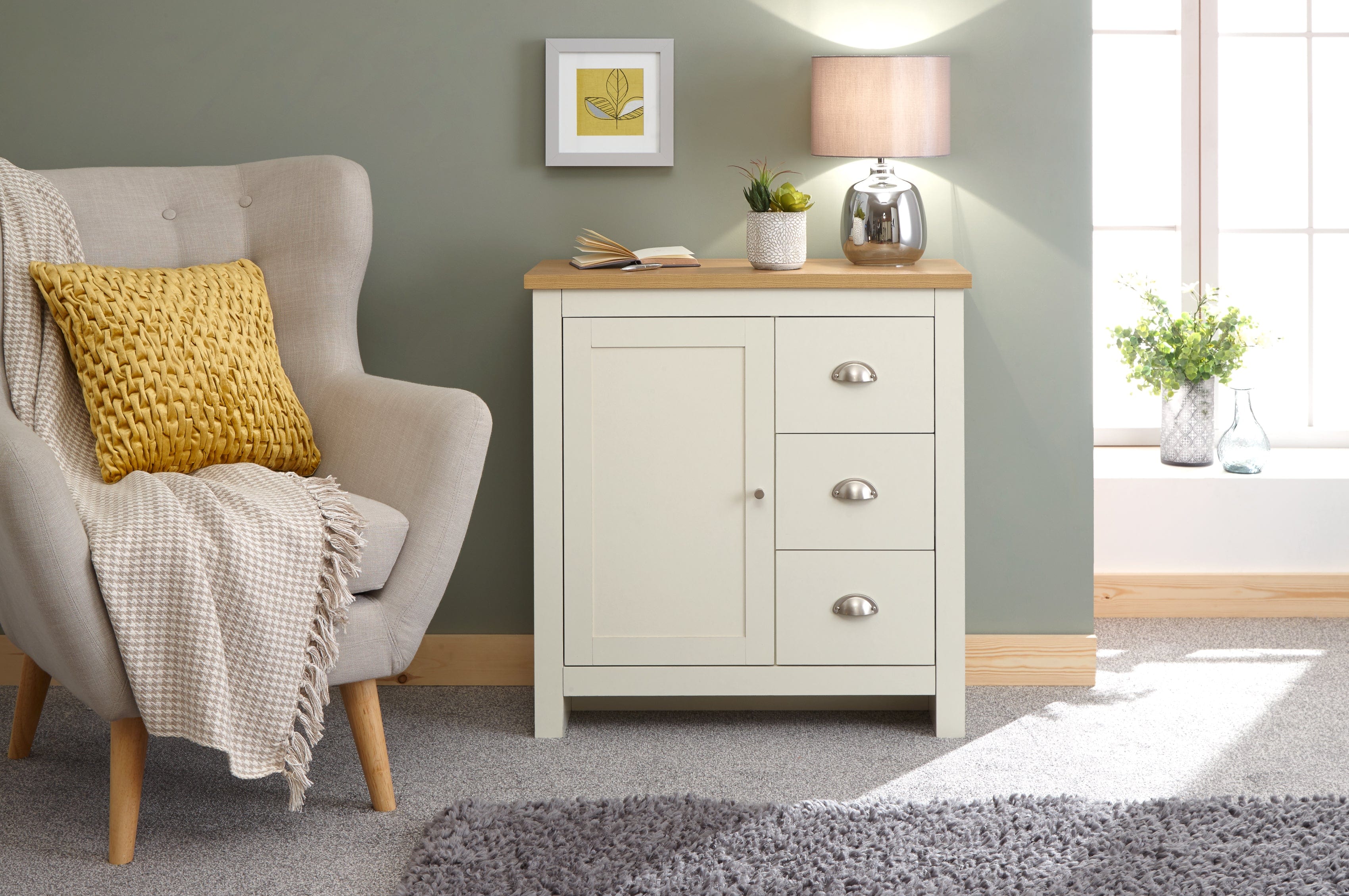 GFW Sideboard Lancaster Multi Unit Cream Bed Kings