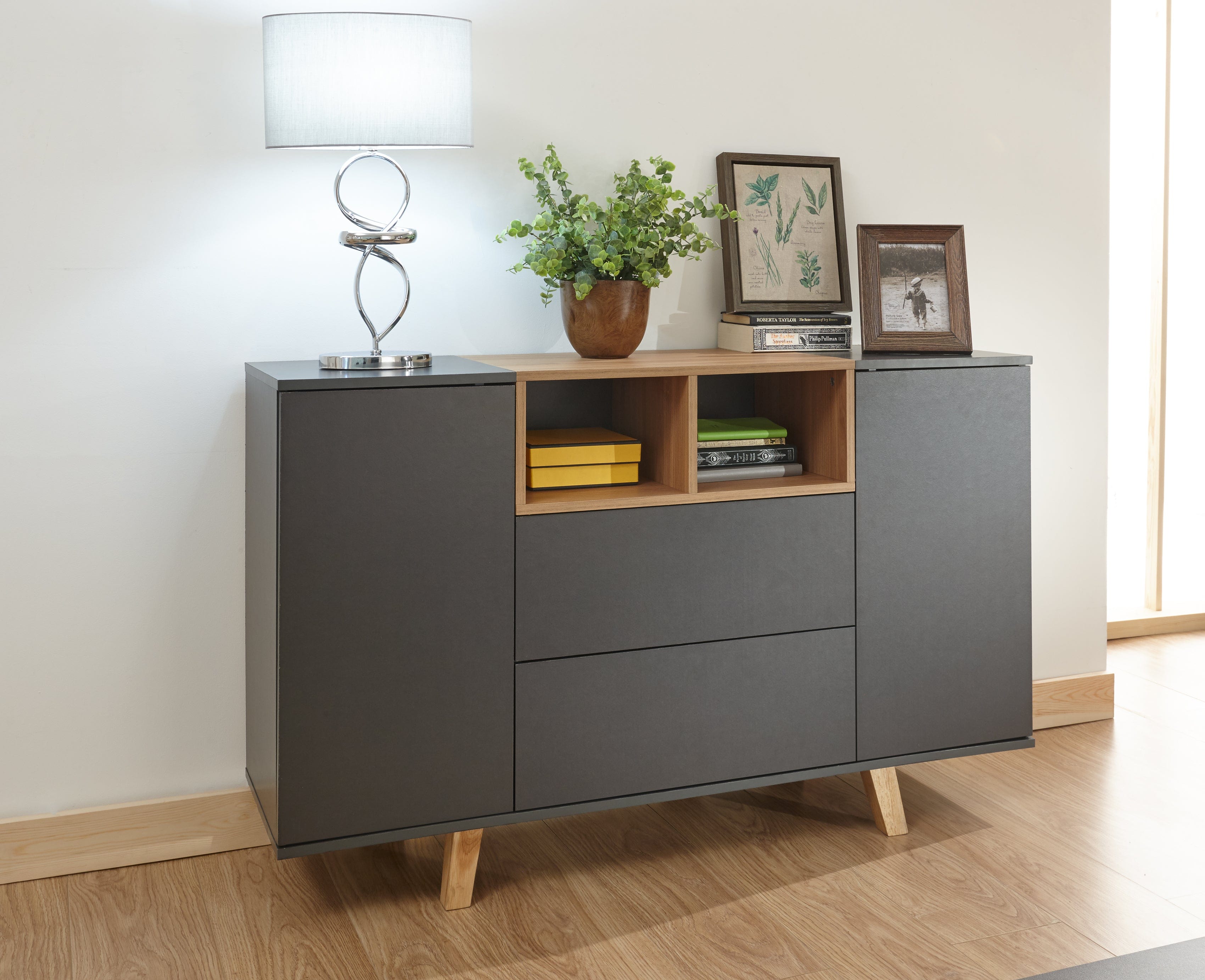 GFW Sideboard Modena Sideboard Console Grey Bed Kings