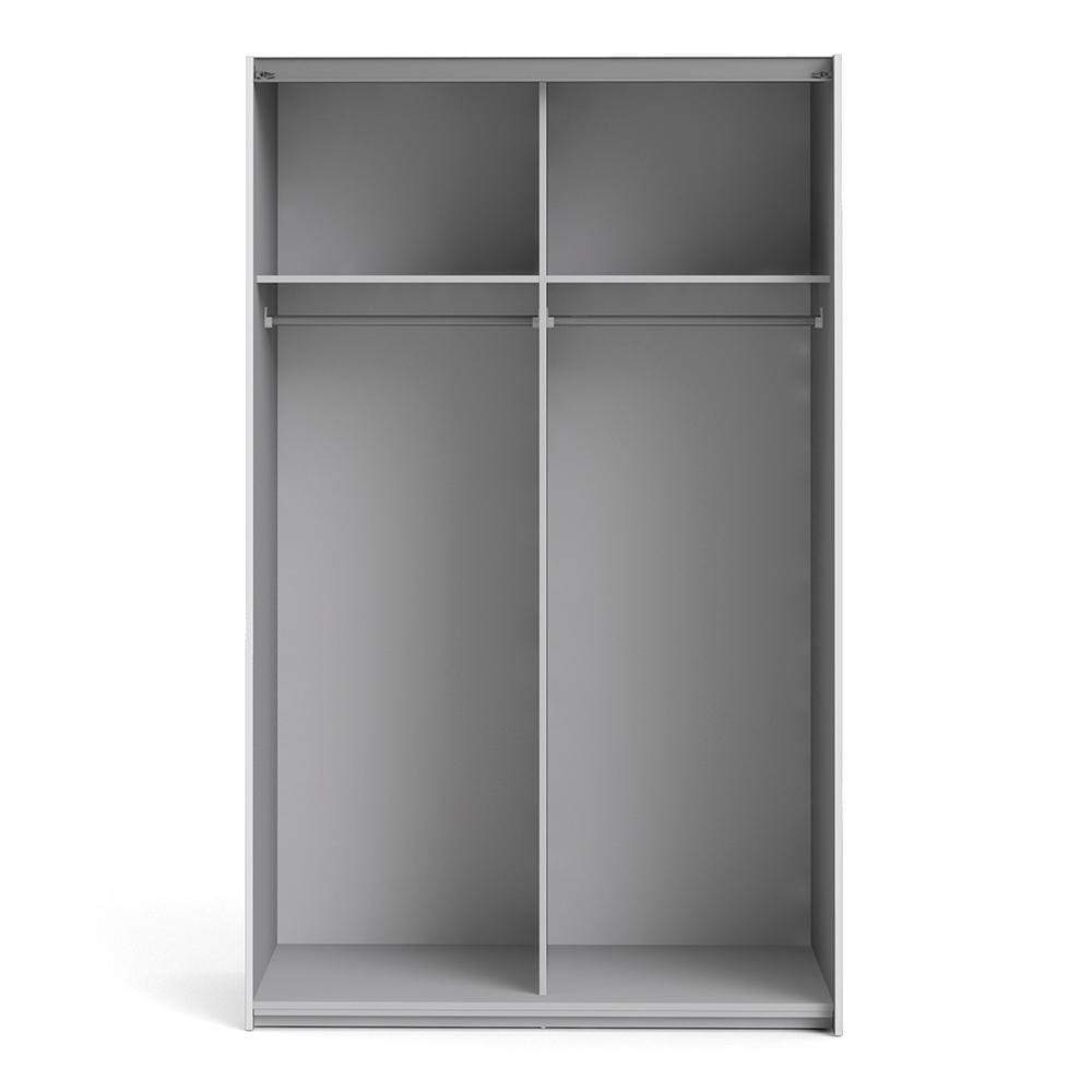 FTG Sliding Wardrobe Verona Sliding Wardrobe 120cm in White with Oak Doors with 2 Shelves Bed Kings