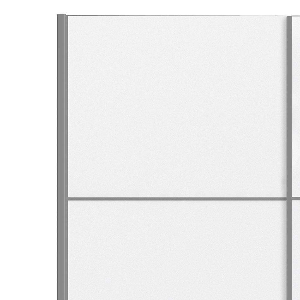 FTG Sliding Wardrobe Verona Sliding Wardrobe 120cm in White with White Doors with 2 Shelves Bed Kings