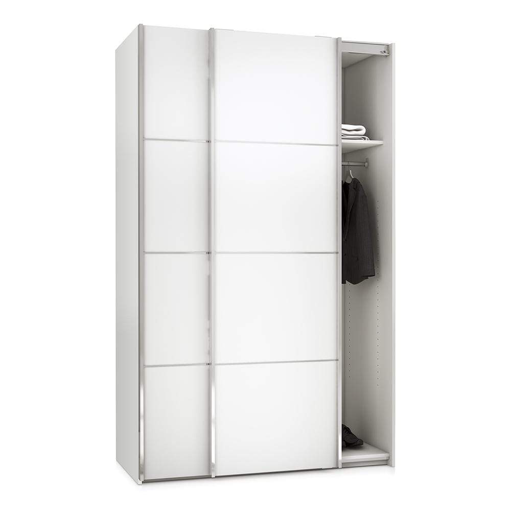 FTG Sliding Wardrobe Verona Sliding Wardrobe 120cm in White with White Doors with 2 Shelves Bed Kings