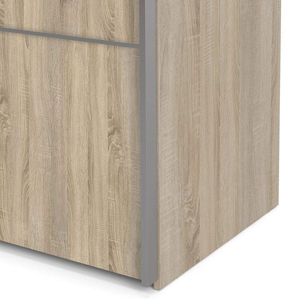 FTG Sliding Wardrobe Verona Sliding Wardrobe 180cm in Oak with White and Oak doors with 5 Shelves Bed Kings