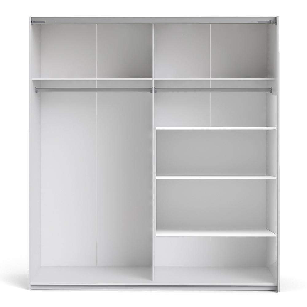 FTG Sliding Wardrobe Verona Sliding Wardrobe 180cm in White with White and Oak doors with 5 Shelves Bed Kings