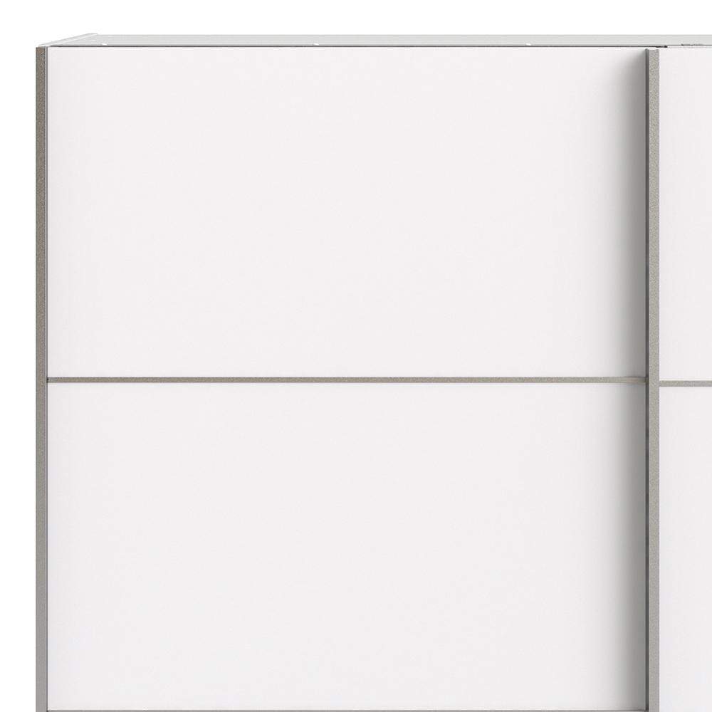 FTG Sliding Wardrobe Verona Sliding Wardrobe 180cm in White with White Doors with 2 Shelves Bed Kings