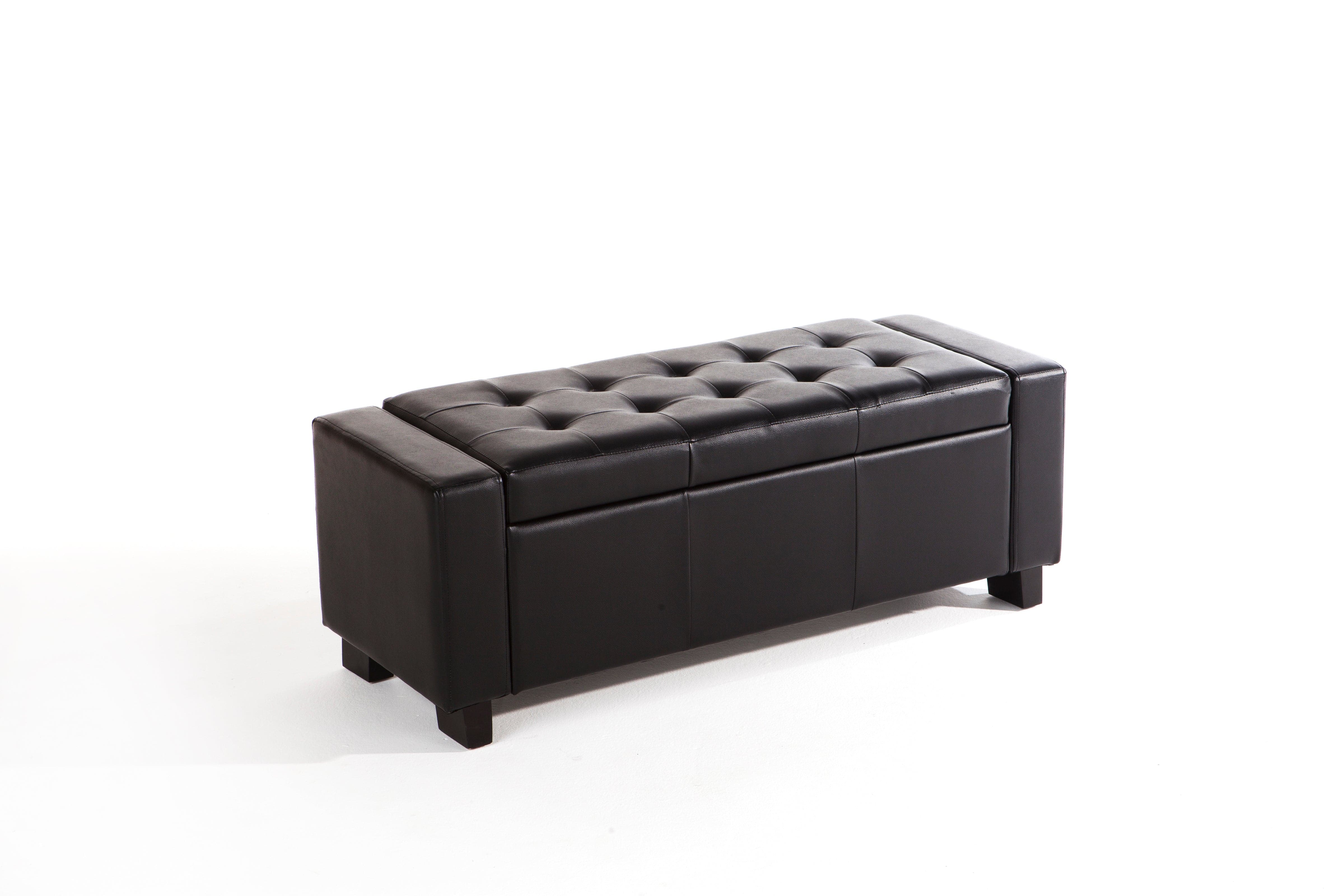 GFW Storage Ottoman Verona Ottoman Bench Black  Pu Bed Kings