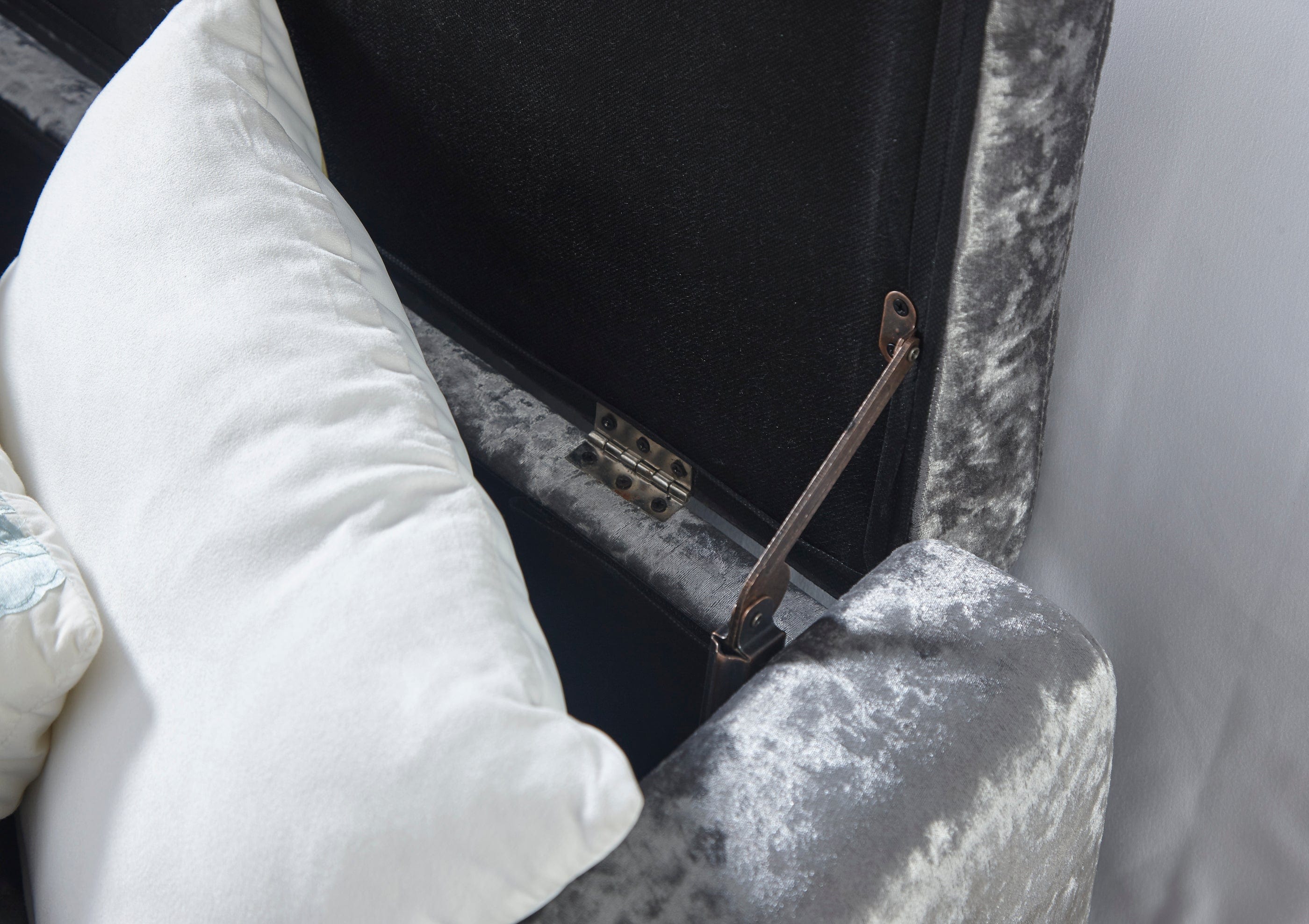 GFW Storage Ottoman Verona Ottoman Bench Grey Crushed Velvet Bed Kings