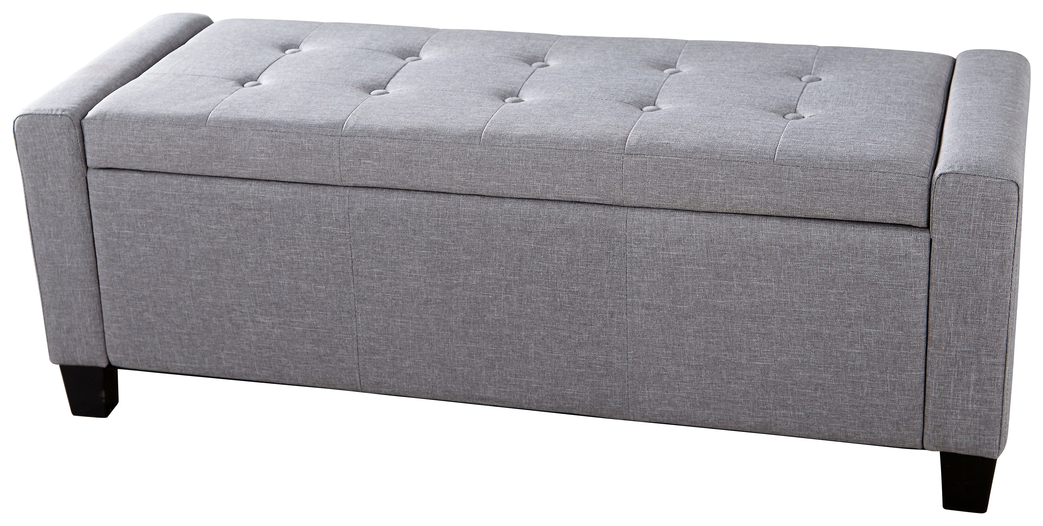 GFW Storage Ottoman Verona Ottoman Bench Grey Fabric Bed Kings