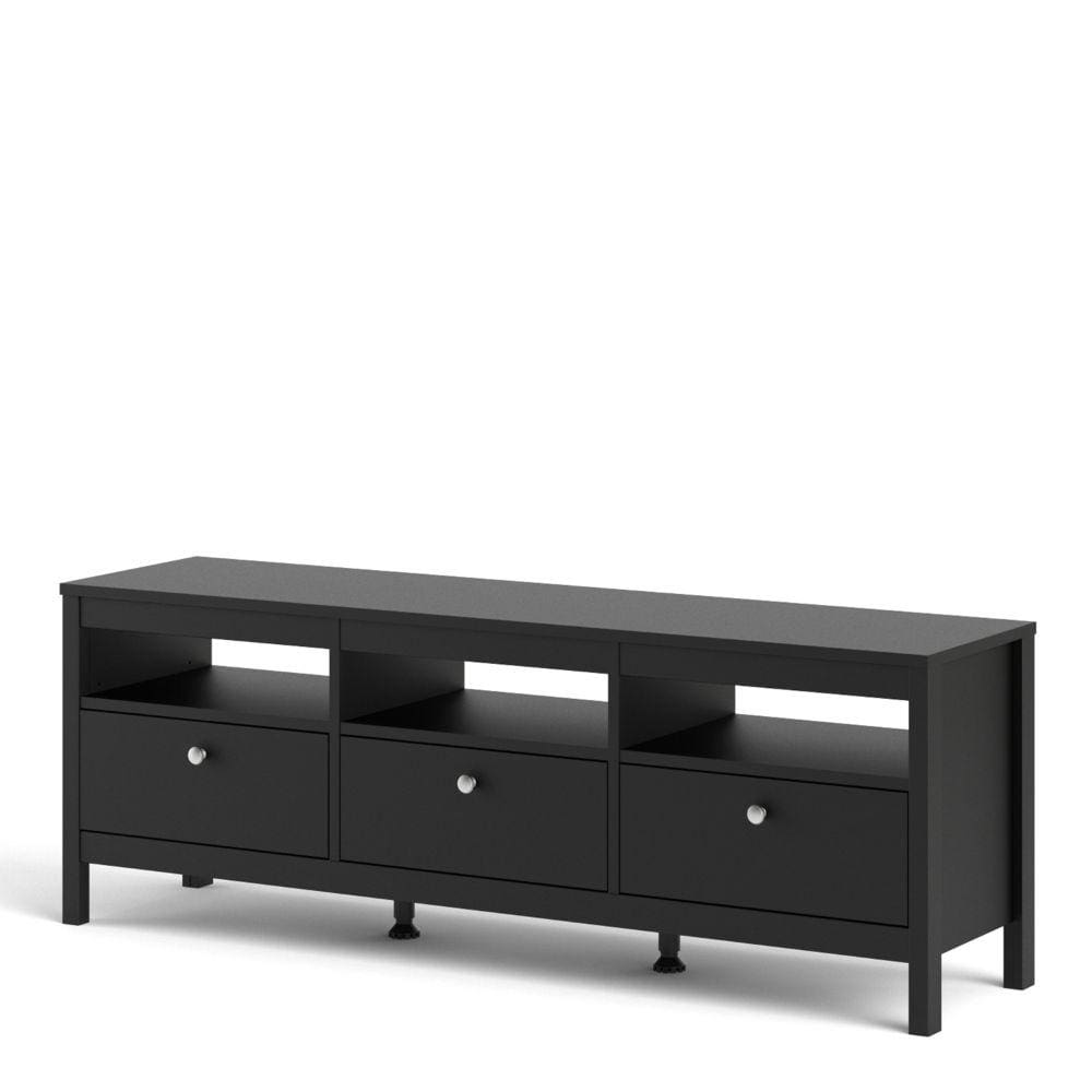 FTG TV Unit Madrid TV Unit 3 Drawers In Matt Black Bed Kings