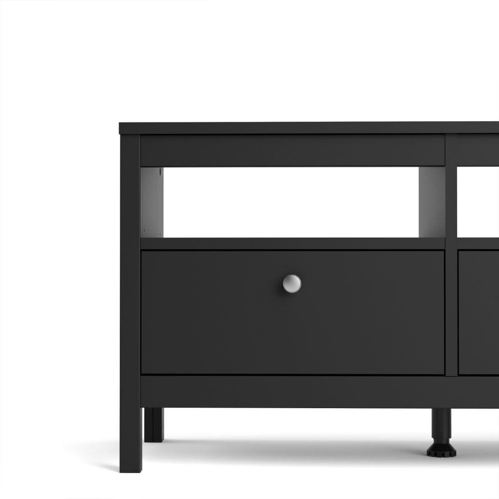 FTG TV Unit Madrid TV Unit 3 Drawers In Matt Black Bed Kings