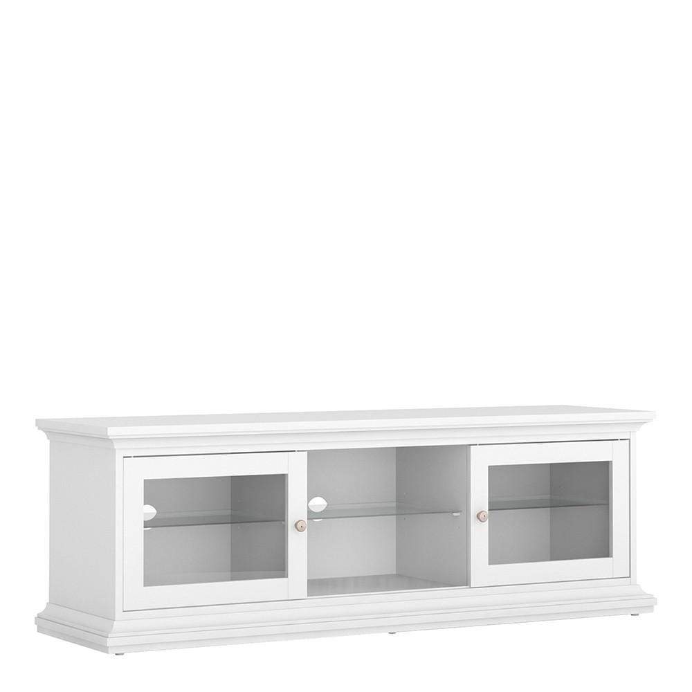 FTG TV Unit Paris - TV Unit - Wide - 2 Doors 1 Shelf in White Bed Kings