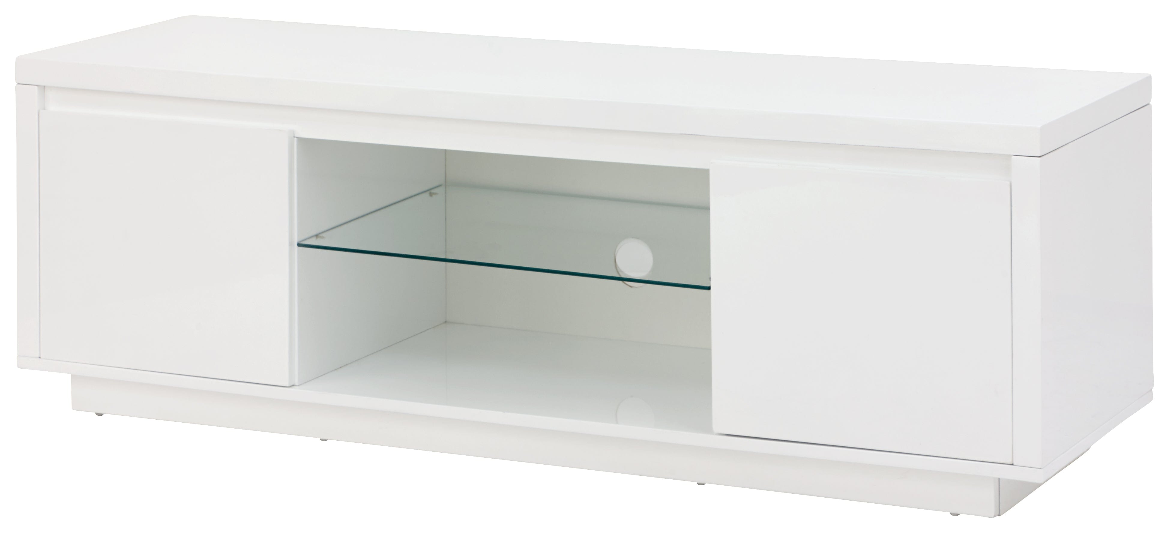 GFW TV Unit Polar High Gloss Led Large TV Unit White Bed Kings