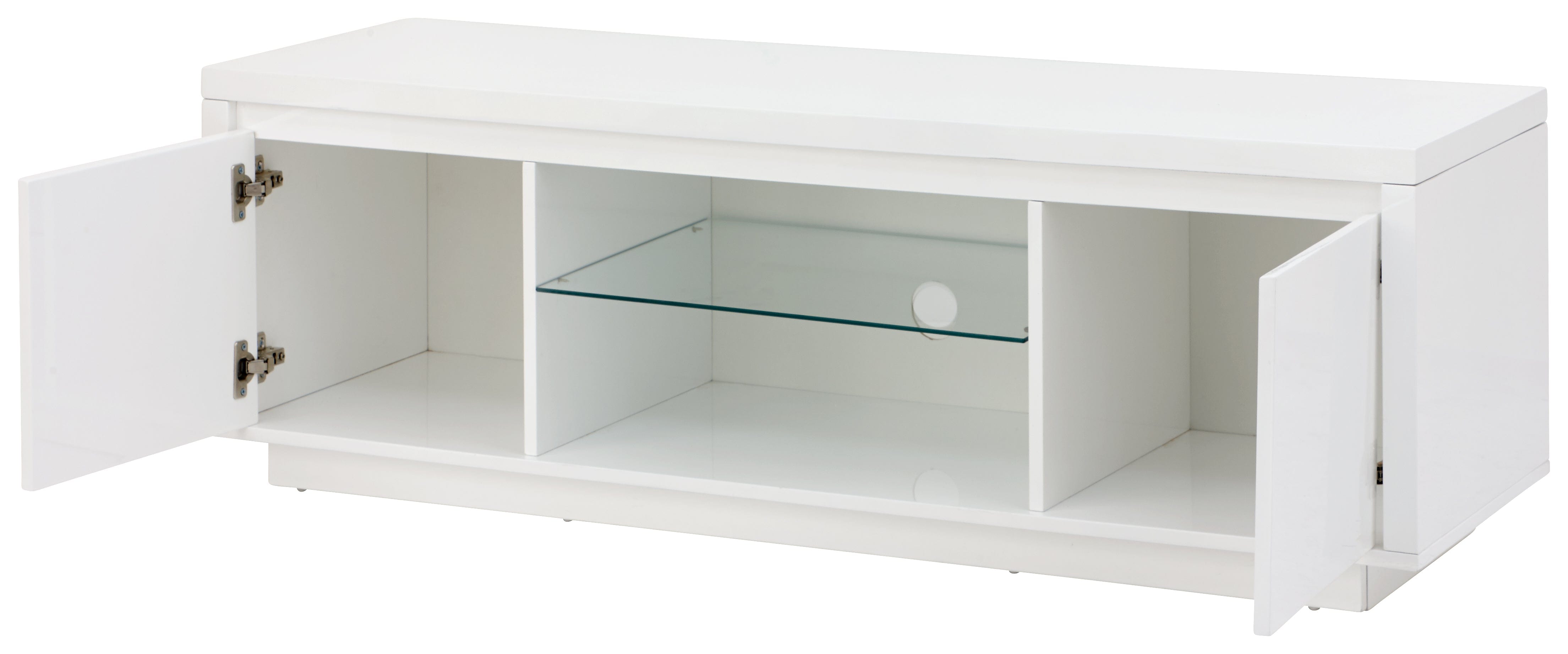 GFW TV Unit Polar High Gloss Led Large TV Unit White Bed Kings