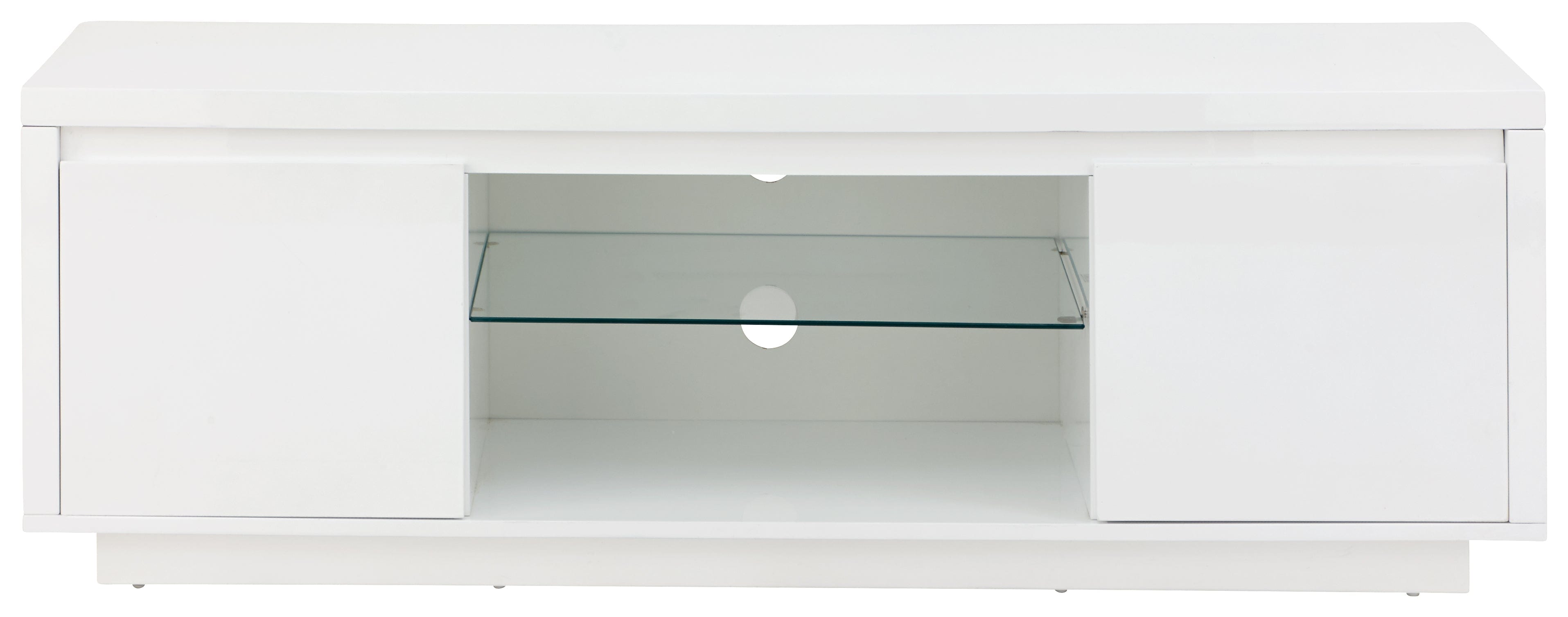 GFW TV Unit Polar High Gloss Led Large TV Unit White Bed Kings