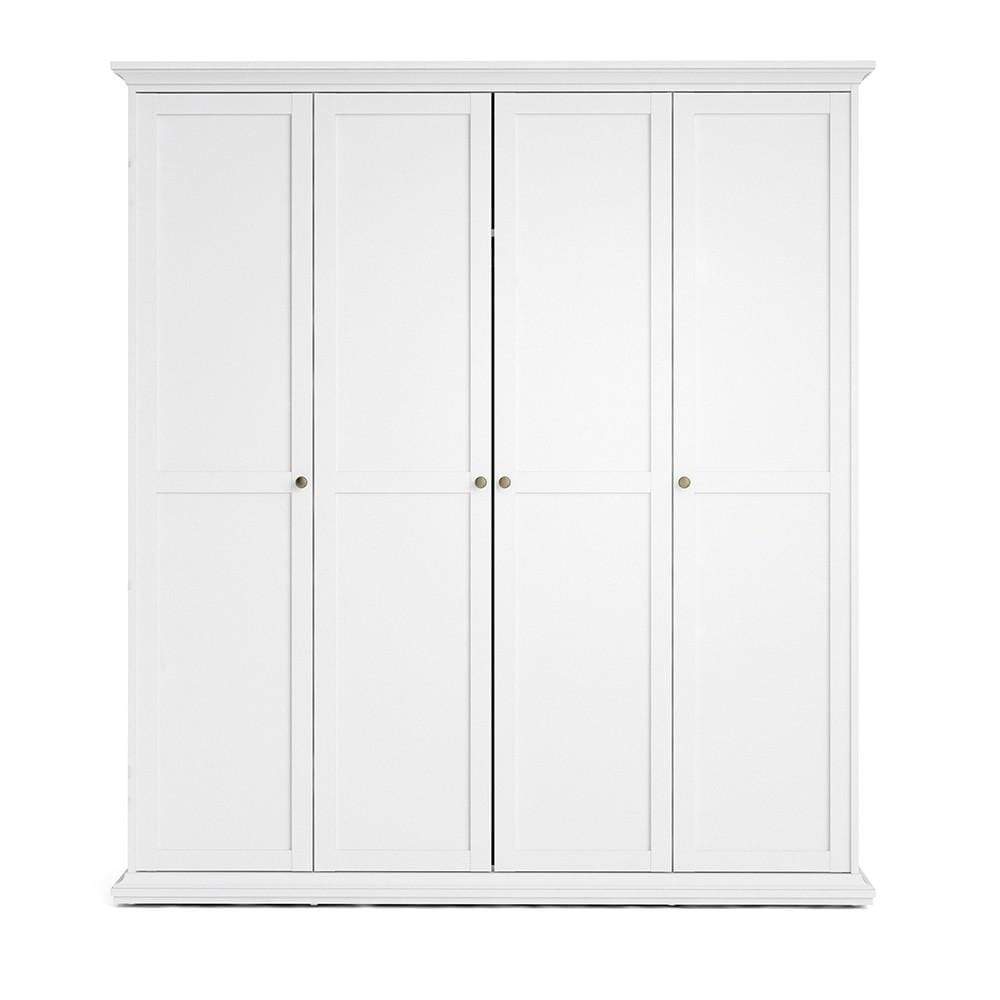 FTG Wardrobe Paris Wardrobe with 4 Doors in White Bed Kings