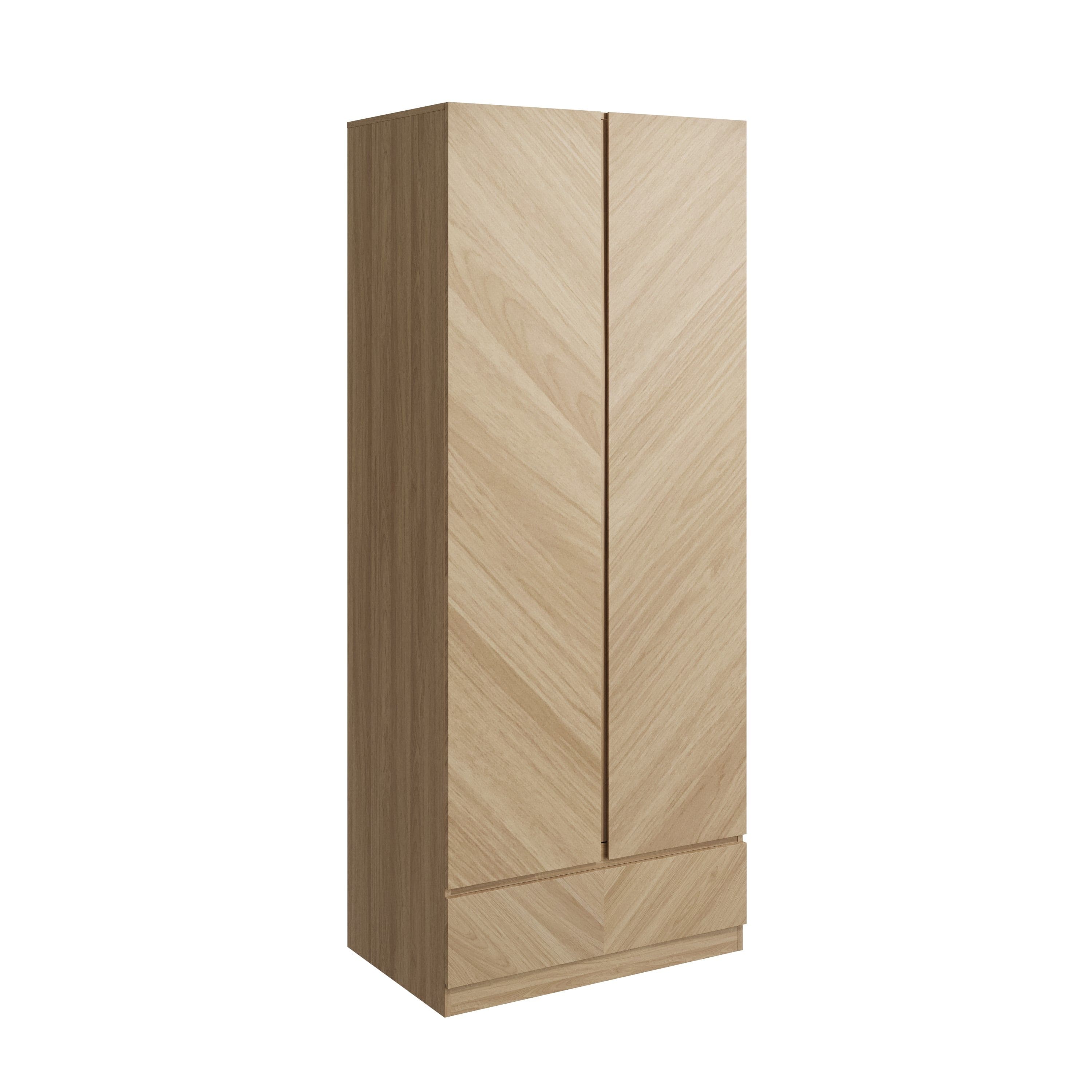 GFW Wardrobe Catania 2 Door 1 Drawer Wardrobe Euro Oak Bed Kings