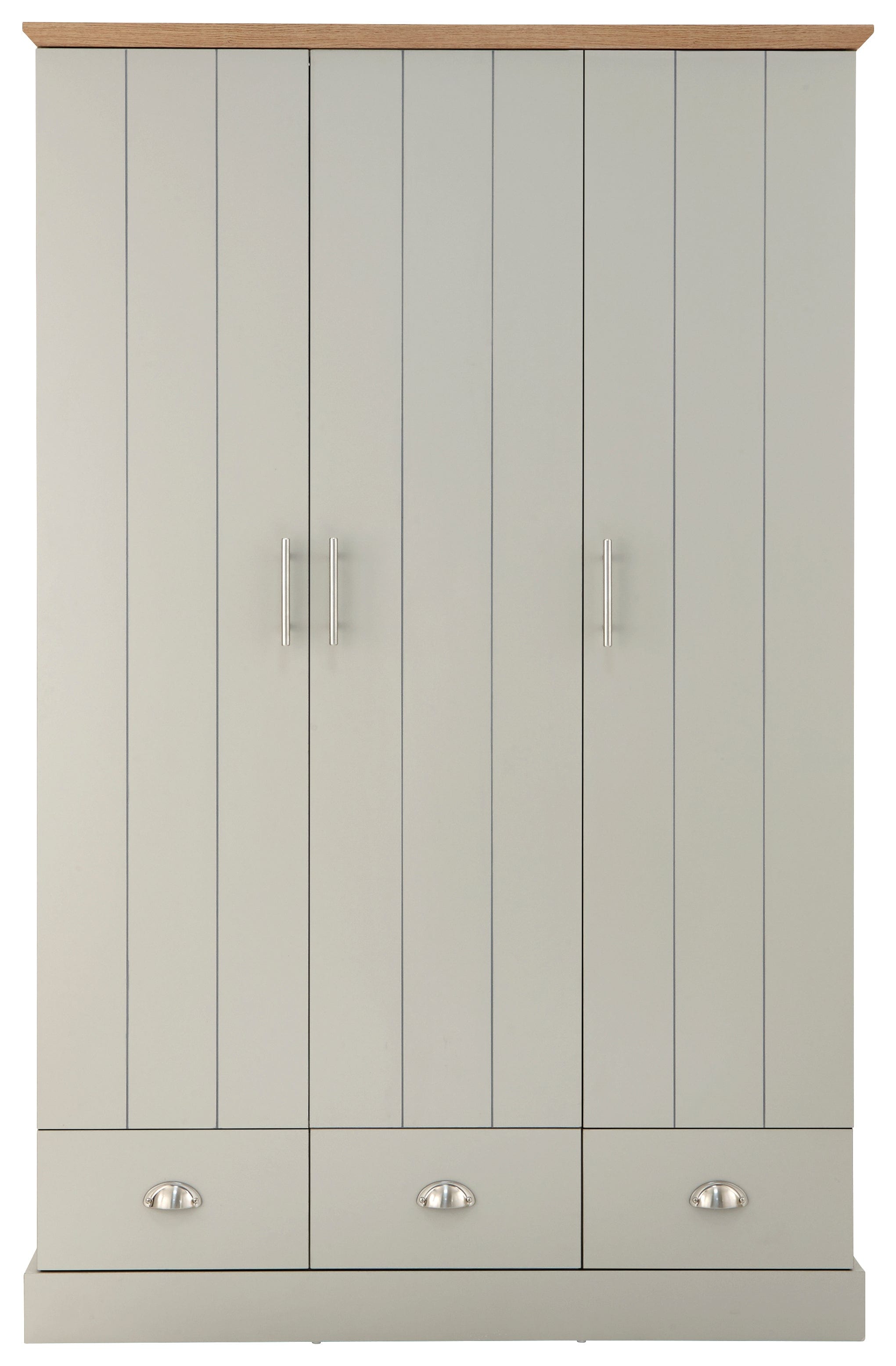 GFW Wardrobe Kendal 3 Door 3 Drawer Wardrobe Grey Bed Kings