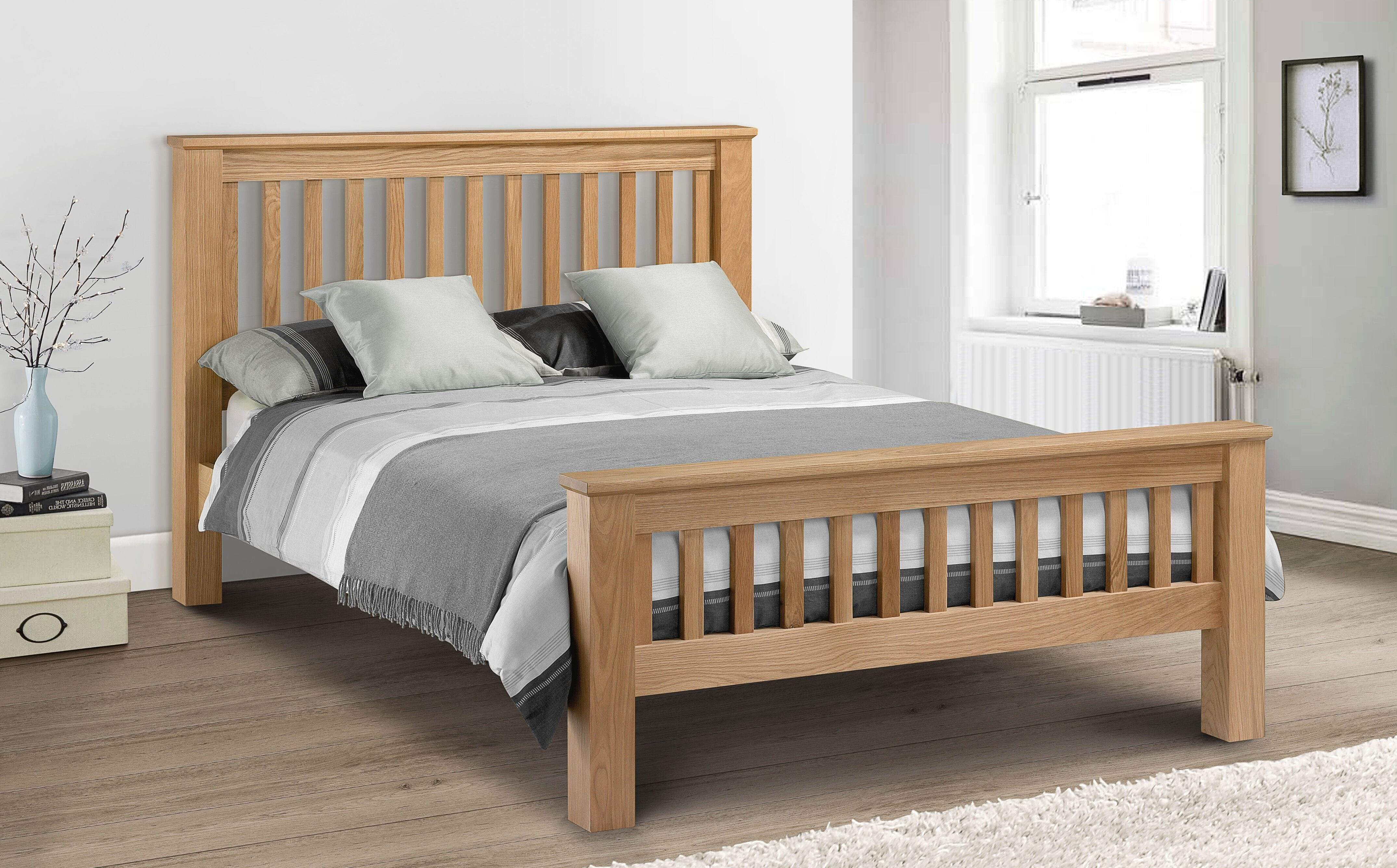 Julian Bowen Wood Bed Amsterdam Oak Bed Hfe - Wood - Light Oak Bed Kings