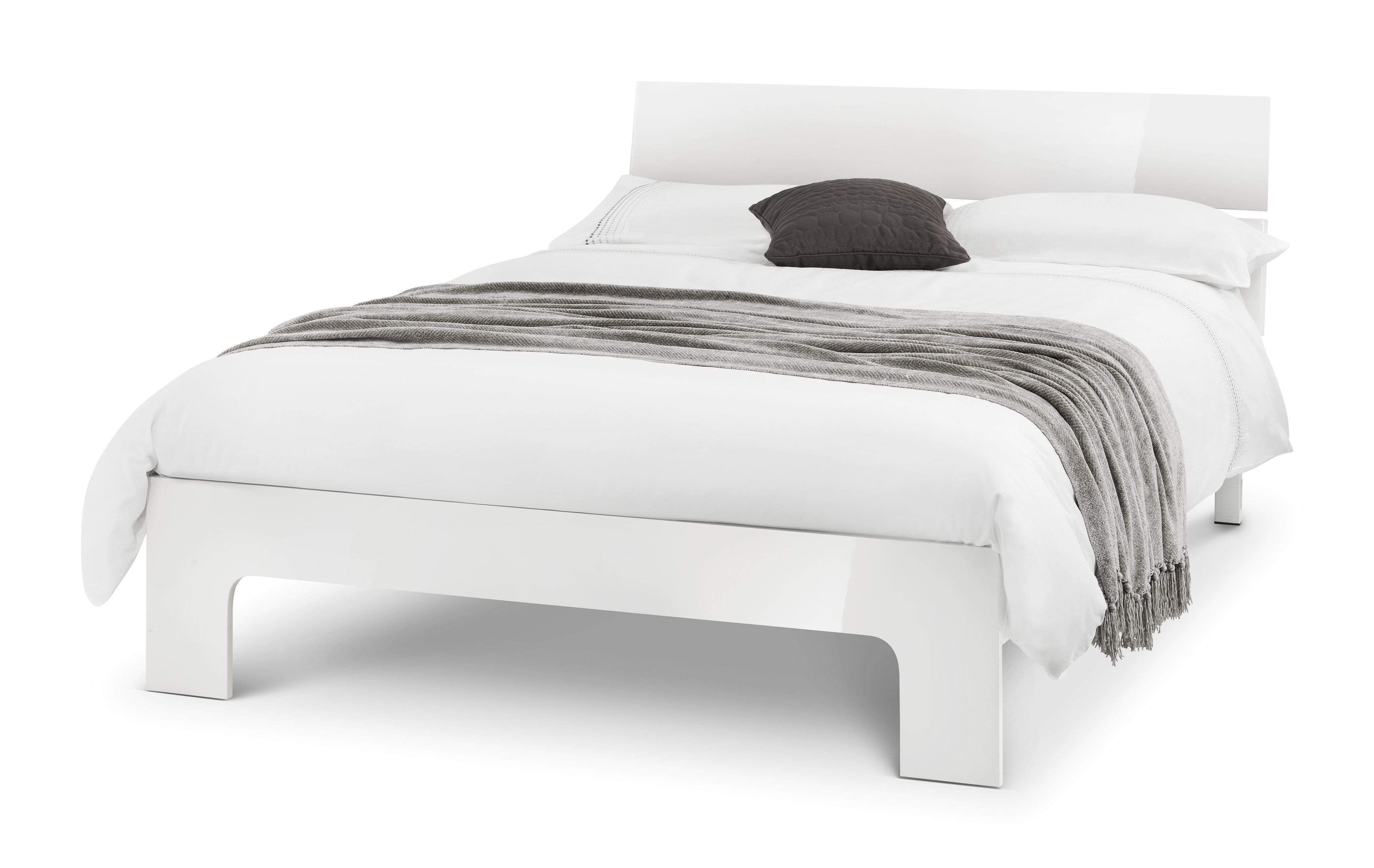 Julian Bowen Wood Bed King 150cm 5ft Manhattan Bed - Manhattan - White High Gloss Bed Kings